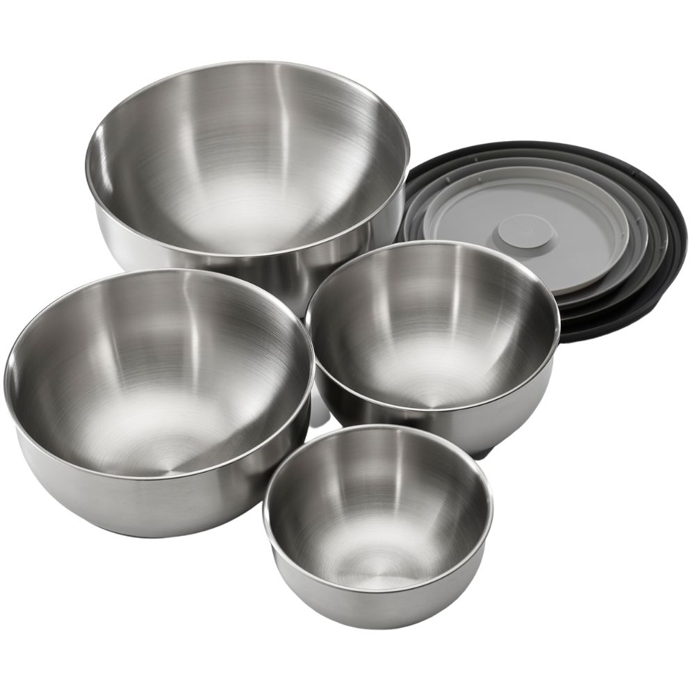 Köksskålsset NEST PREP&STORE 95025, 4 st, med lock, rostfritt stål, Joseph Joseph