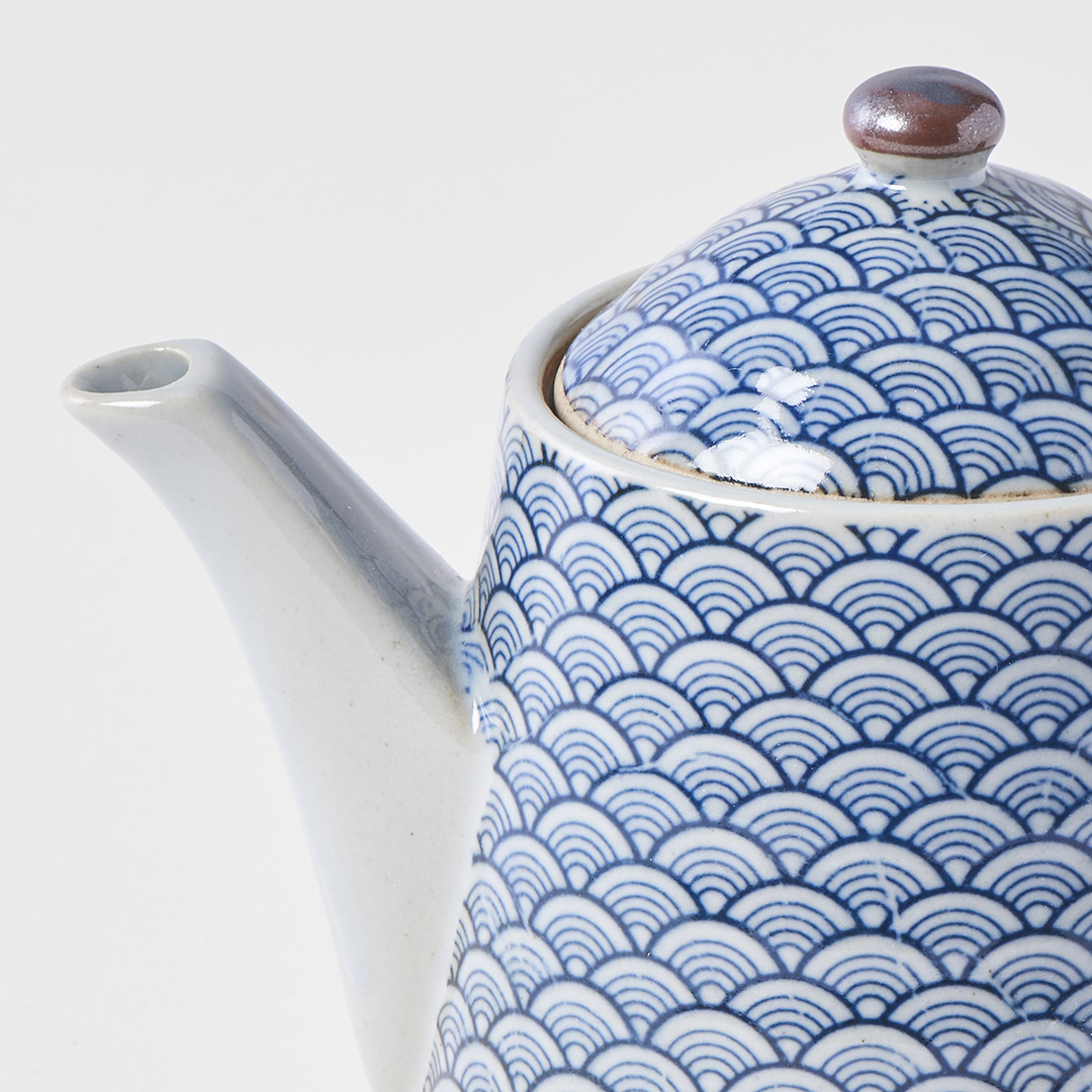 Tekanna för teinfusion INDIGO WAVE DESIGN 400 ml, blå, keramik, MIJ