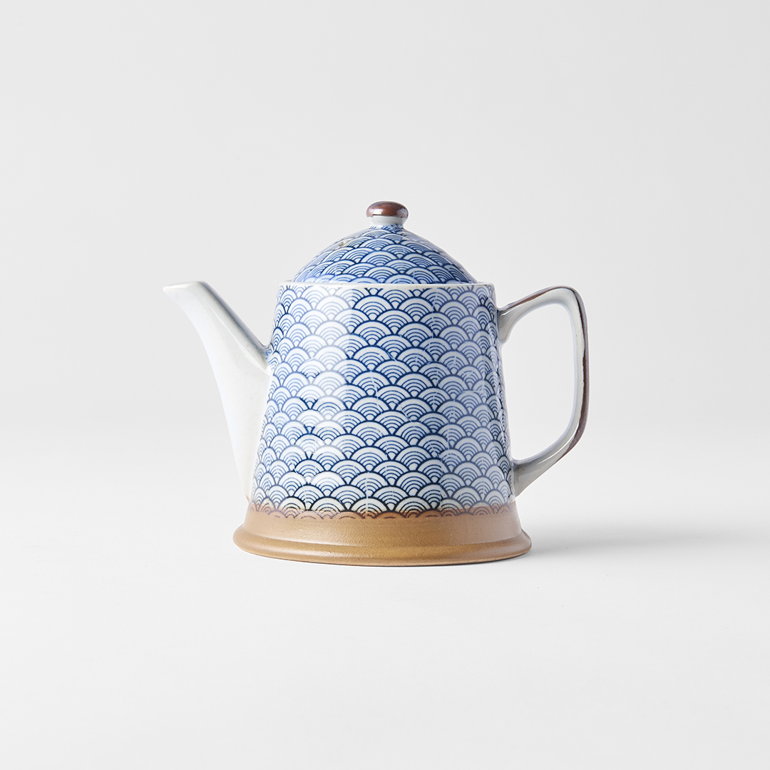 Tekanna för teinfusion INDIGO WAVE DESIGN 400 ml, blå, keramik, MIJ