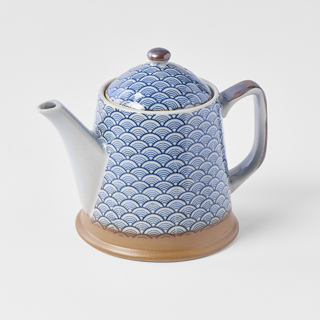 Tekanna för teinfusion INDIGO WAVE DESIGN 400 ml, blå, keramik, MIJ