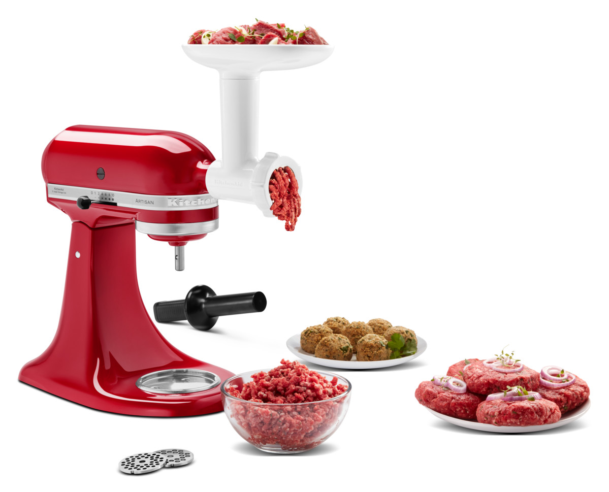 Tillbehör för KitchenAid hushållsassistent, set i 3 delar, skivare och rivare 5KSMVS, köttkvarn 5KSMFGA, juicer 5JE, KitchenAid
