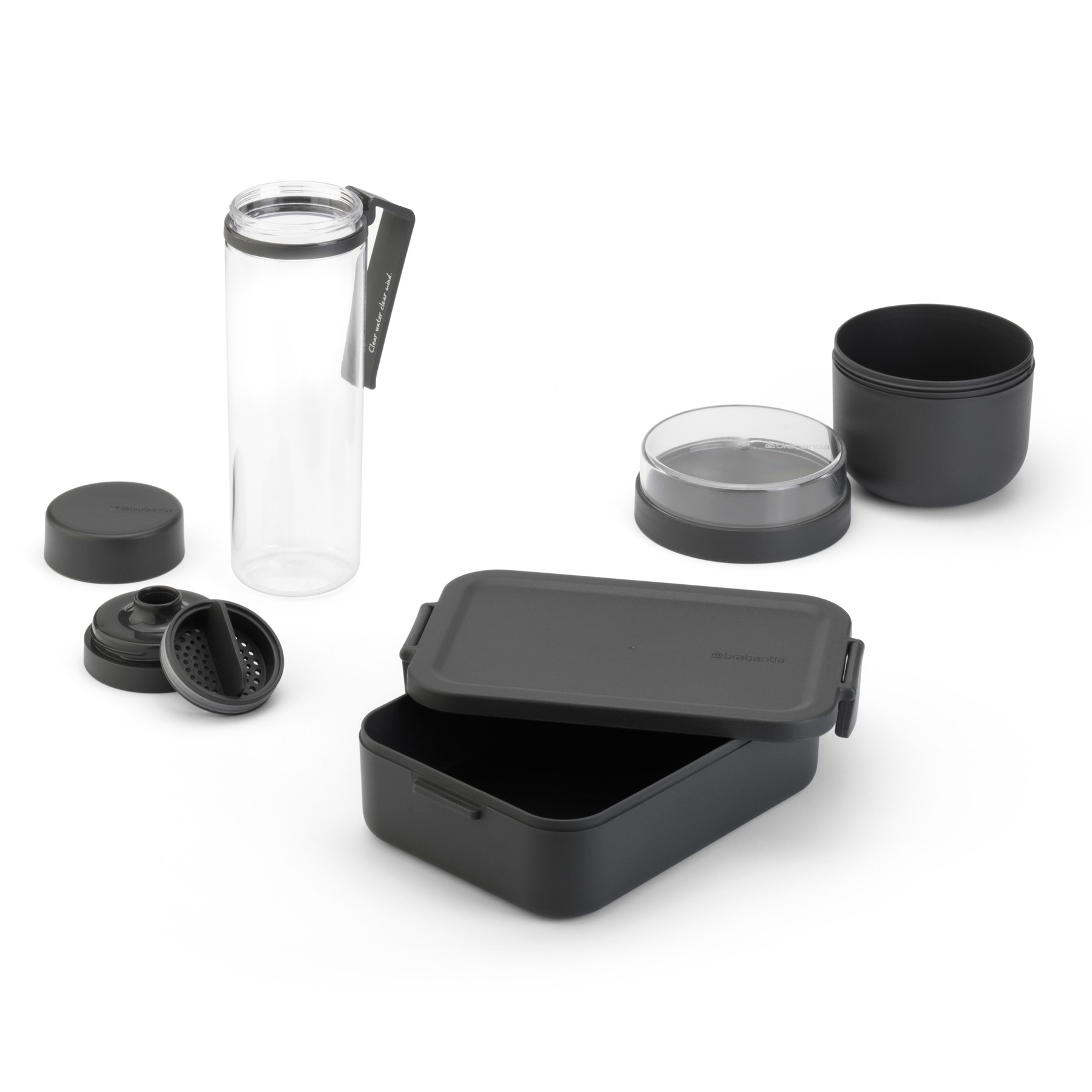 Matlåda, lunchburk och vattenflaska i set MAKE & TAKE mörkgrå, Brabantia
