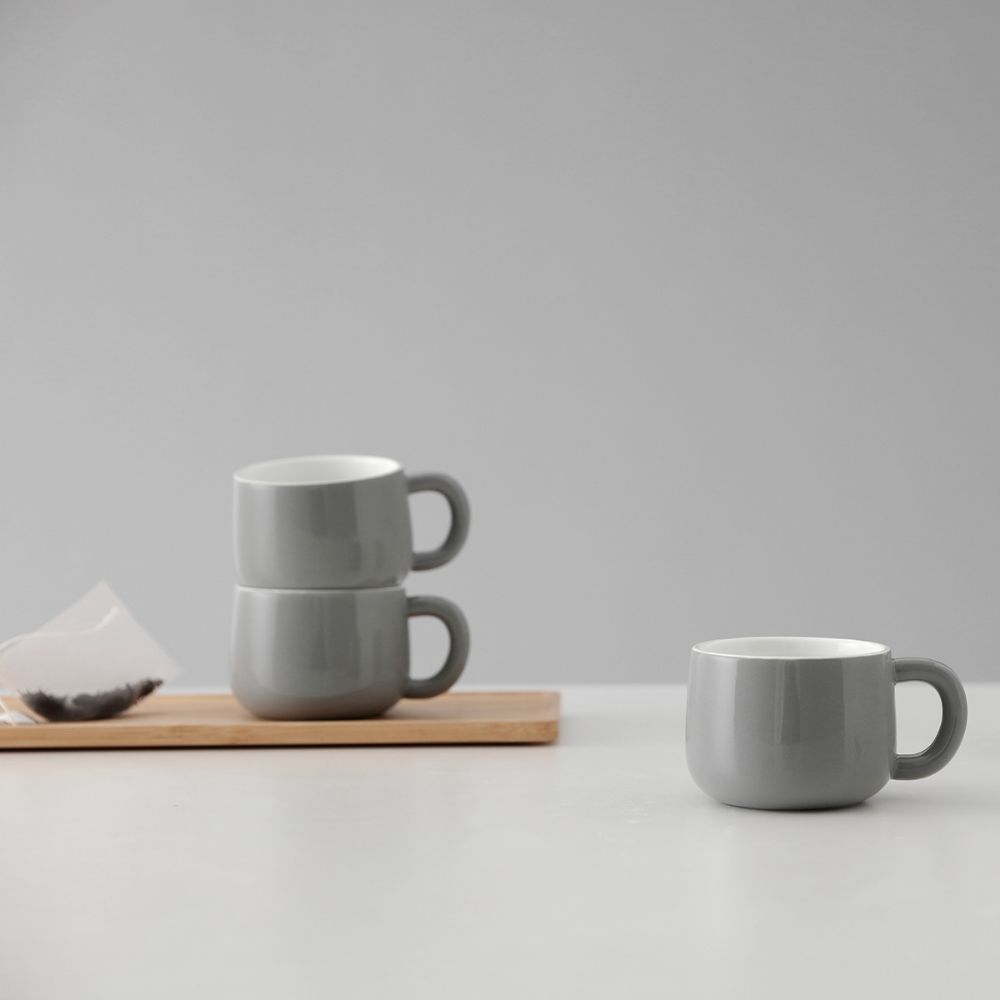 Tekopp ISABELLA, set i 4 delar, 250 ml, grå, Viva Scandinavia