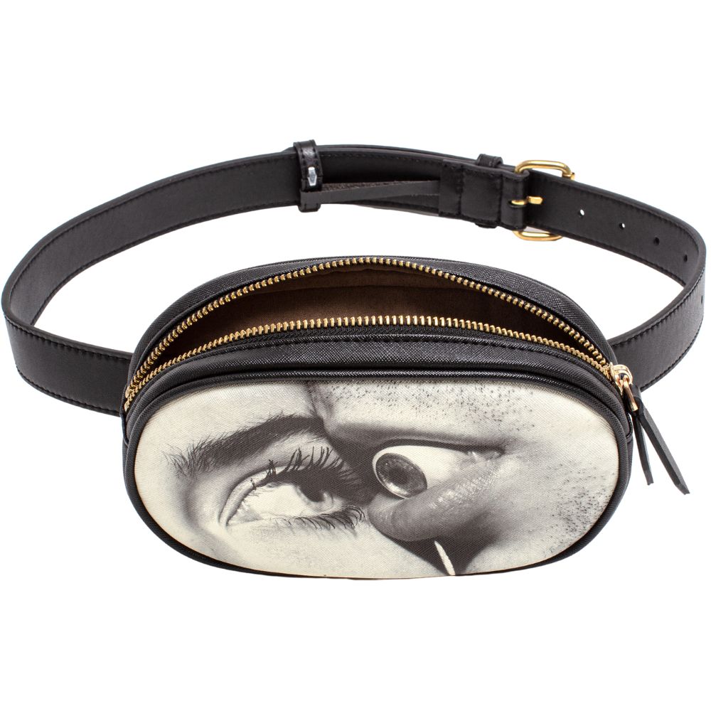 Magväska TOILETPAPER EYE & MOUTH 19 x 12 cm, svart, Seletti
