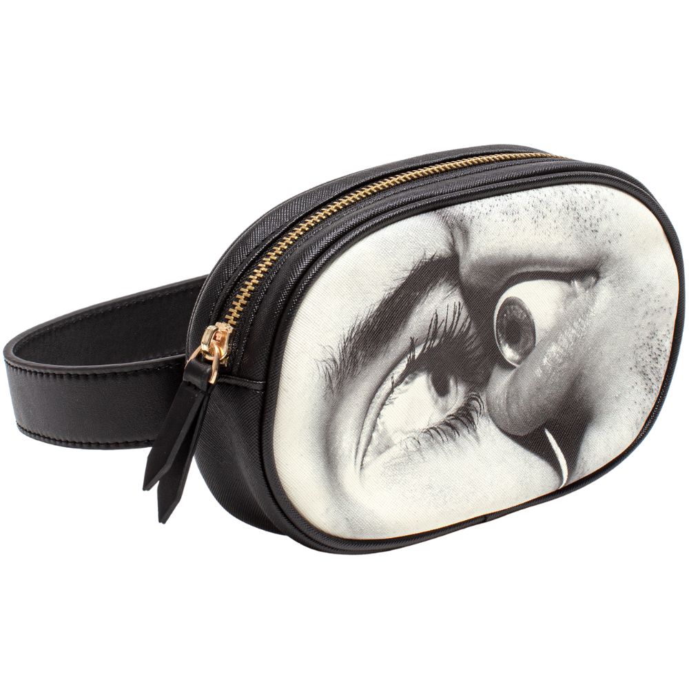 Magväska TOILETPAPER EYE & MOUTH 19 x 12 cm, svart, Seletti