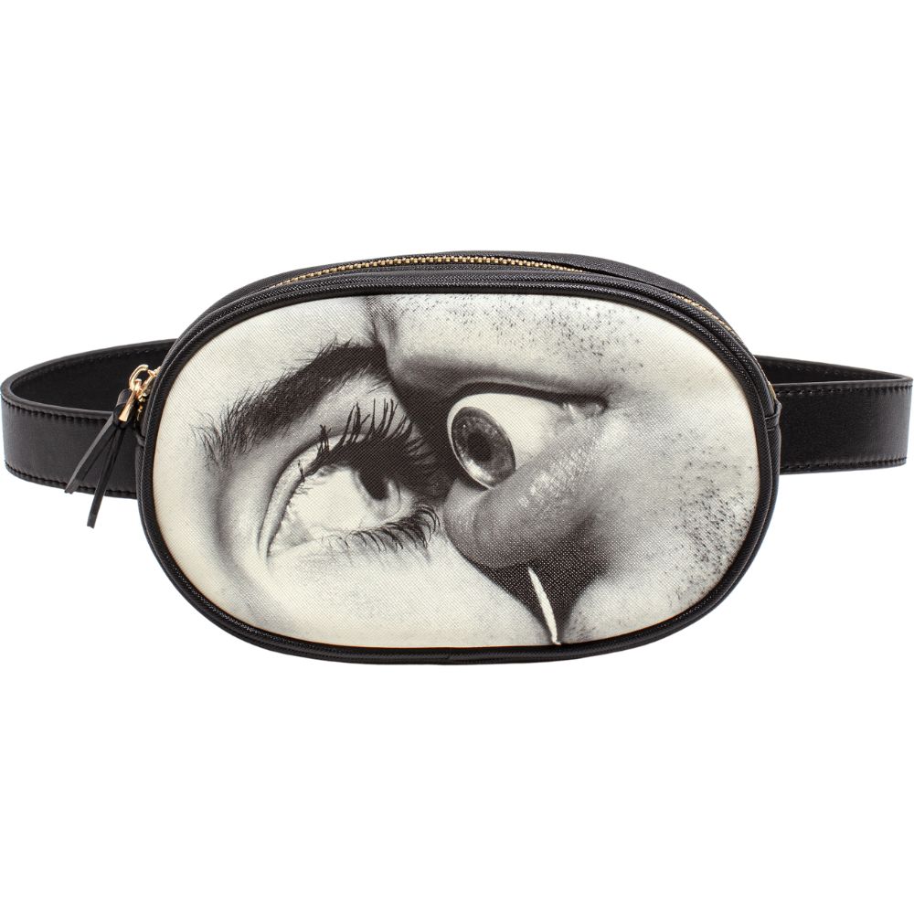 Magväska TOILETPAPER EYE & MOUTH 19 x 12 cm, svart, Seletti