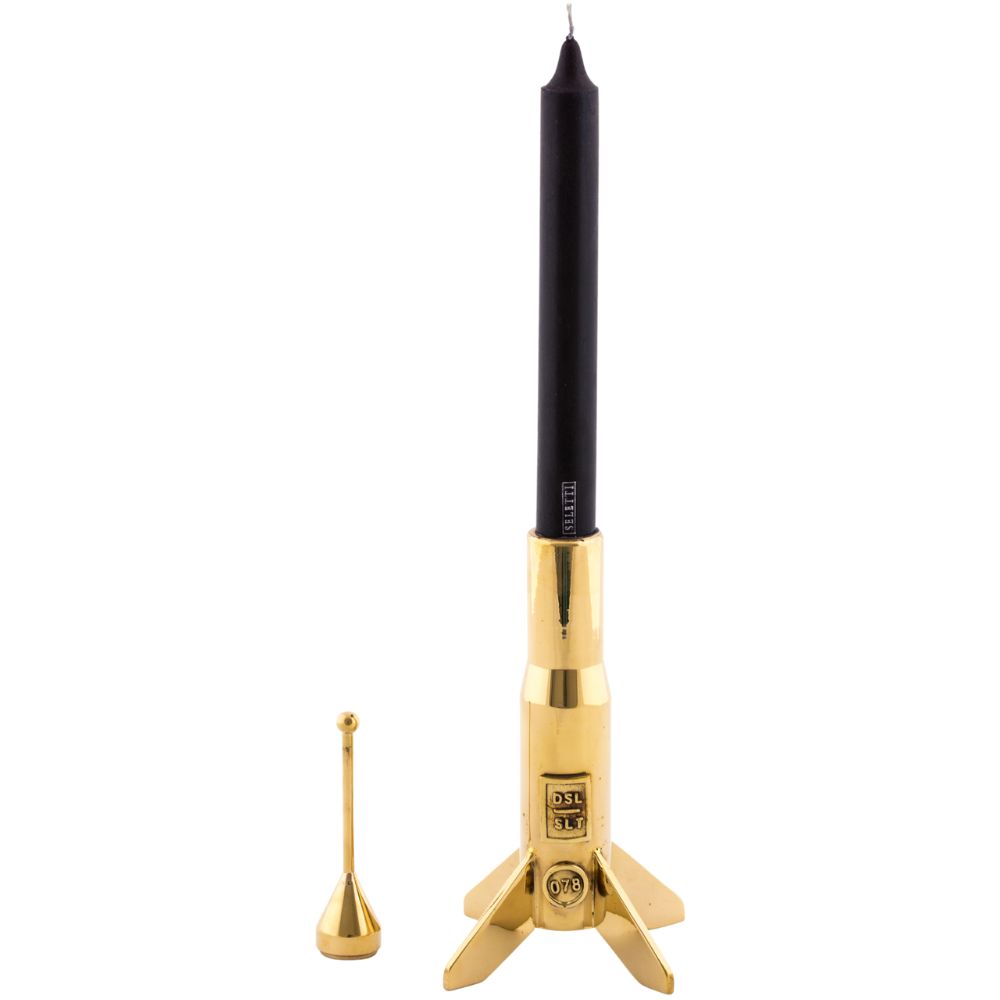 Middagsljusstake COSMIC DINER LUNAR 17 cm, mässing, Seletti