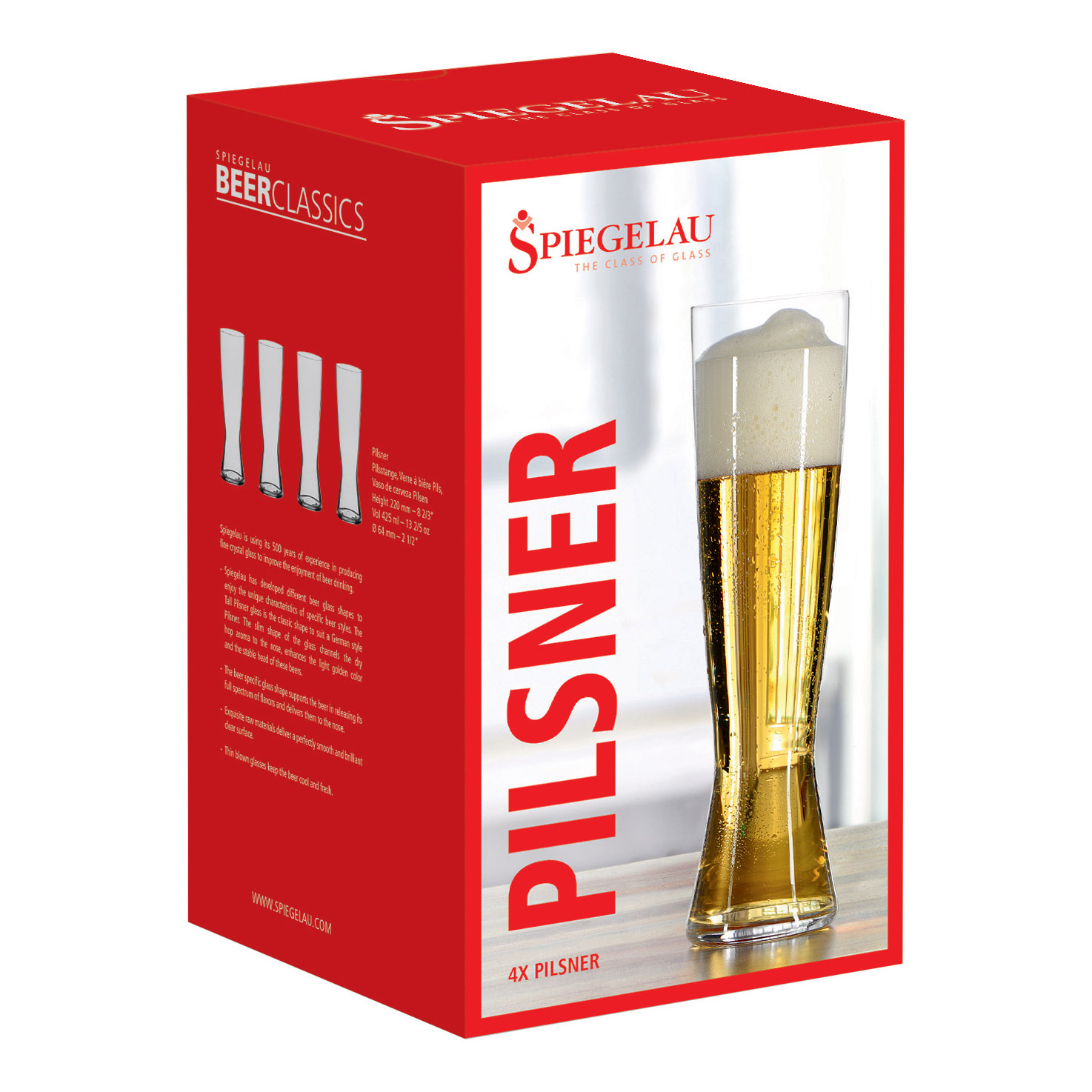 Ölglas BEER CLASSICS TALL PILSNER, set i 4 delar, 425 ml, Spiegelau
