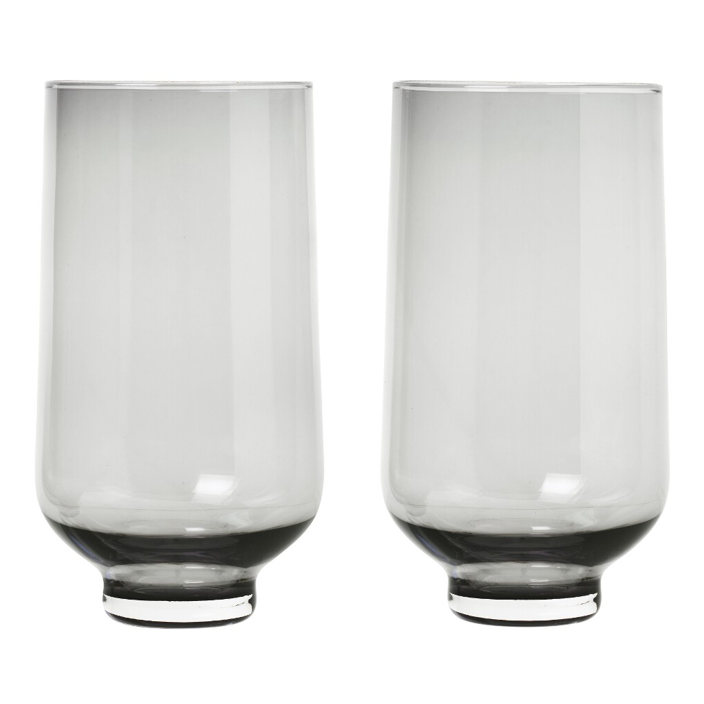 Vattenglas FLOW set i 2 delar, 400 ml, rökigt glas, Blomus