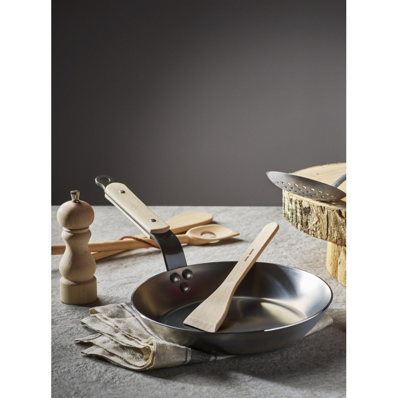 Sautepanna MINERAL B BOIS 24 cm, trähandtag, de Buyer