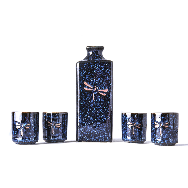 Sake-set DRAGONFLY, 5 st, blå, MIJ