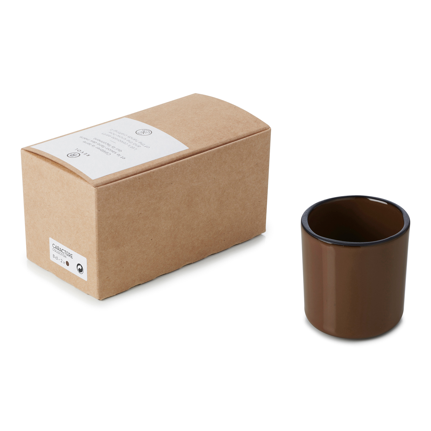 Espressokopp CARACTERE 80 ml, set i 2 delar, brun, REVOL