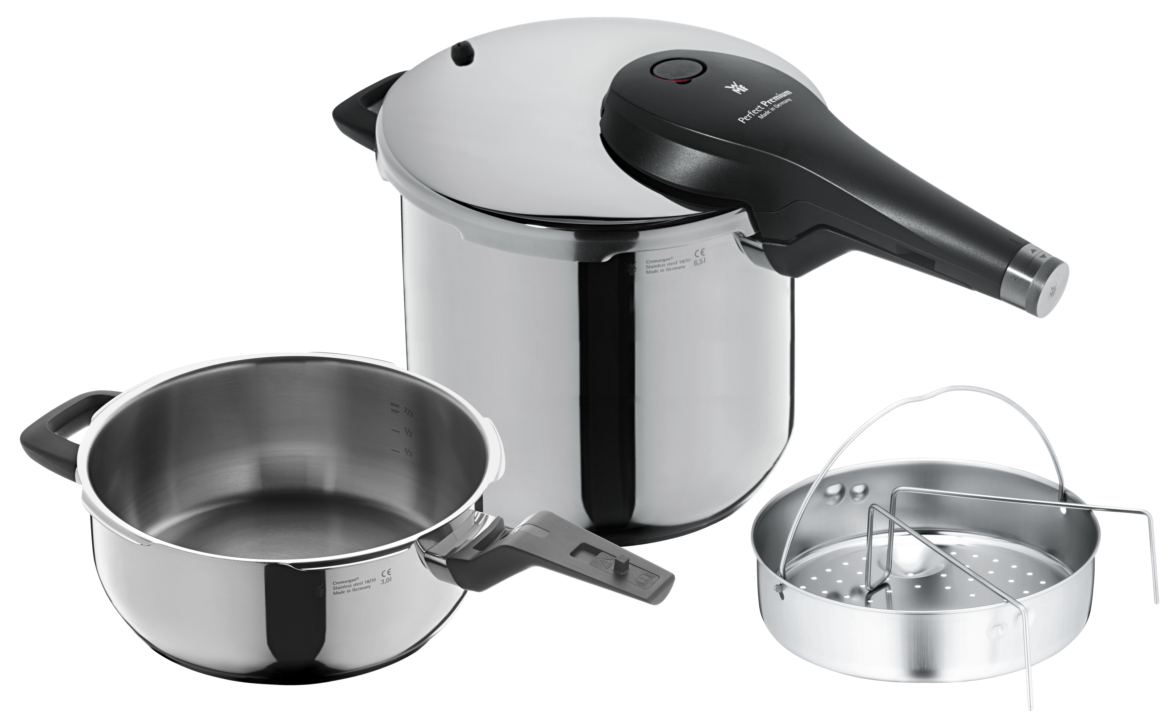 Tryckkokare PERFECT PREMIUM, set i 2 delar, 6,5 l/3 l, med insats, WMF