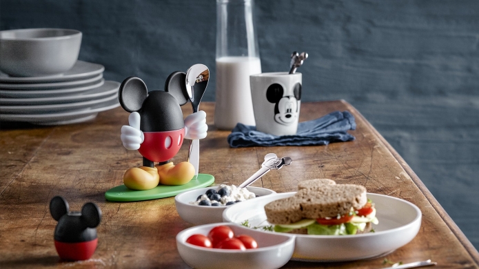 Äggsked MICKEY MOUSE, set i 4 delar, med saltkar, WMF