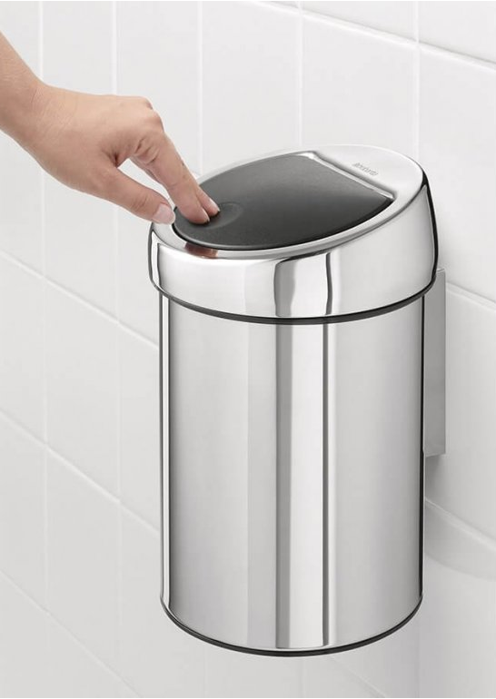 Soptunna med trycklock TOUCH BIN 3 l, blankt stål, Brabantia