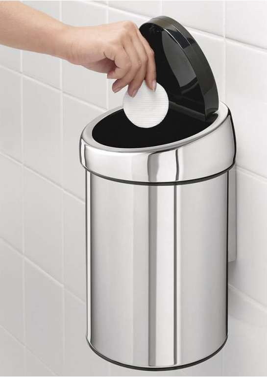 Soptunna med trycklock TOUCH BIN 3 l, blankt stål, Brabantia