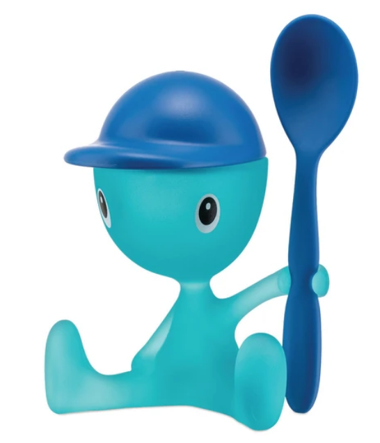 Äggkopp CICO, med sked, blå, Alessi