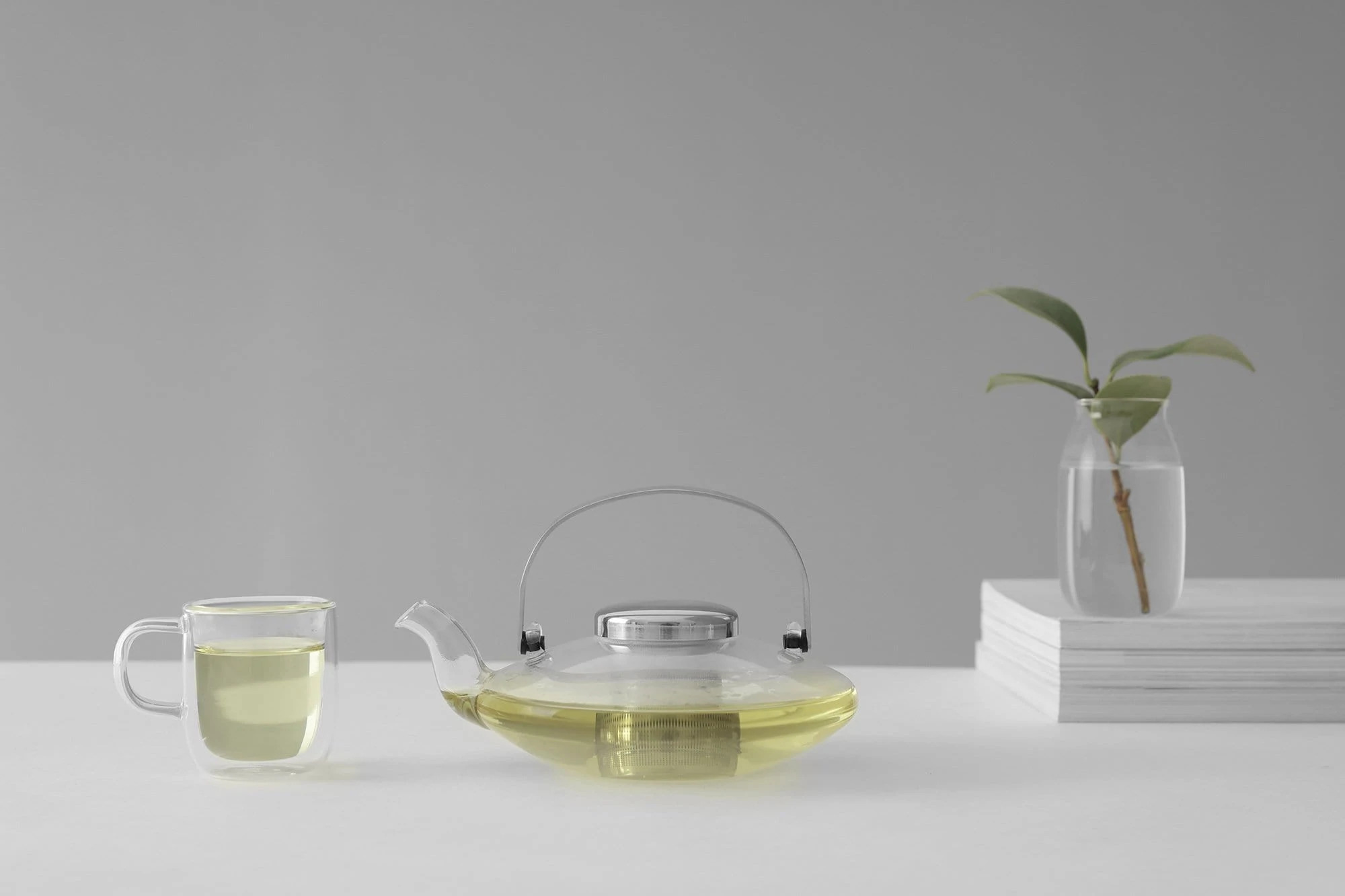 Tekanna med sil LEAF 500 ml, glas/rostfritt stål, Viva Scandinavia