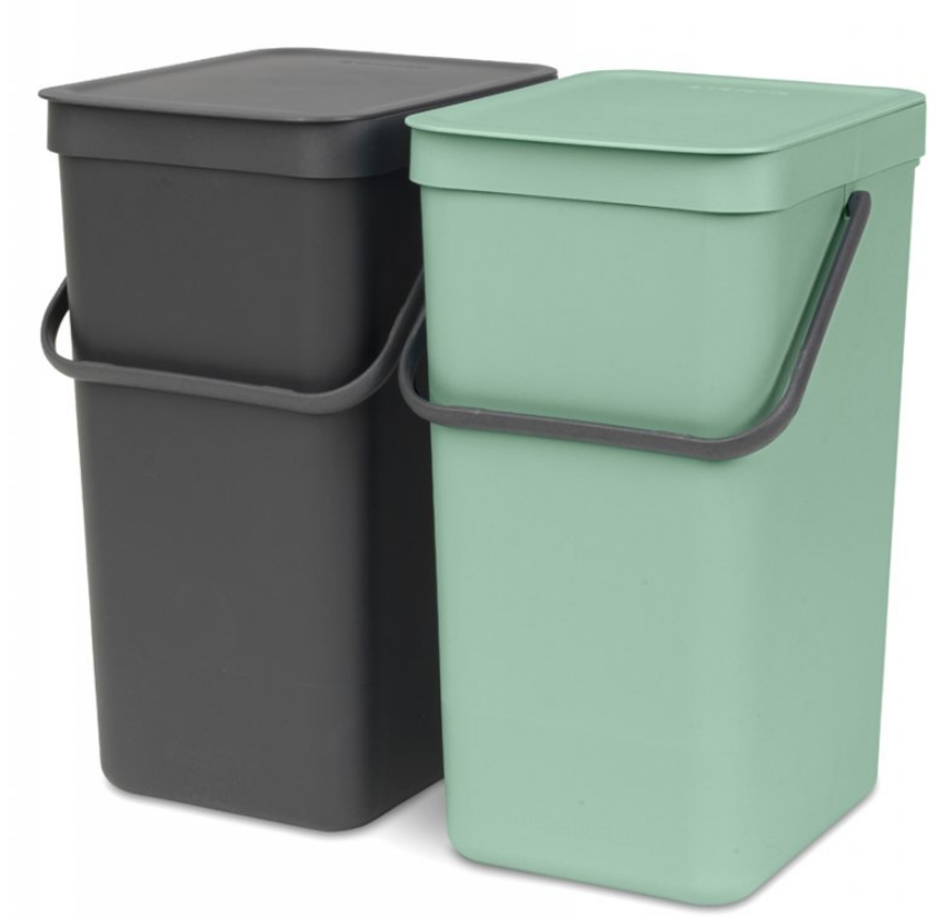 Inbyggd soptunna SORT & GO 2 x 16 l, grå/grön, Brabantia