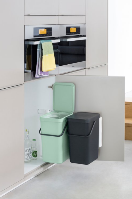 Inbyggd soptunna SORT & GO 2 x 16 l, grå/grön, Brabantia