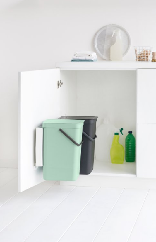 Inbyggd soptunna SORT & GO 2 x 16 l, grå/grön, Brabantia