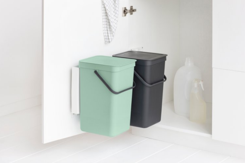 Inbyggd soptunna SORT & GO 2 x 16 l, grå/grön, Brabantia