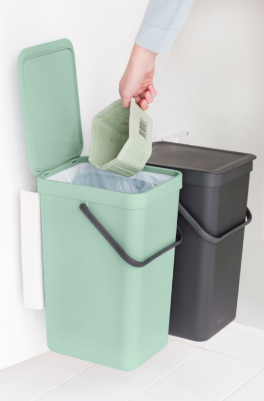 Inbyggd soptunna SORT & GO 2 x 16 l, grå/grön, Brabantia