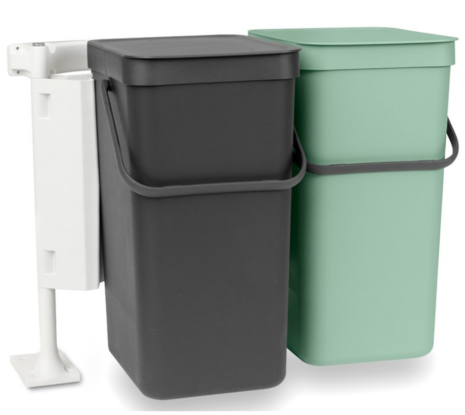 Inbyggd soptunna SORT & GO 2 x 16 l, grå/grön, Brabantia