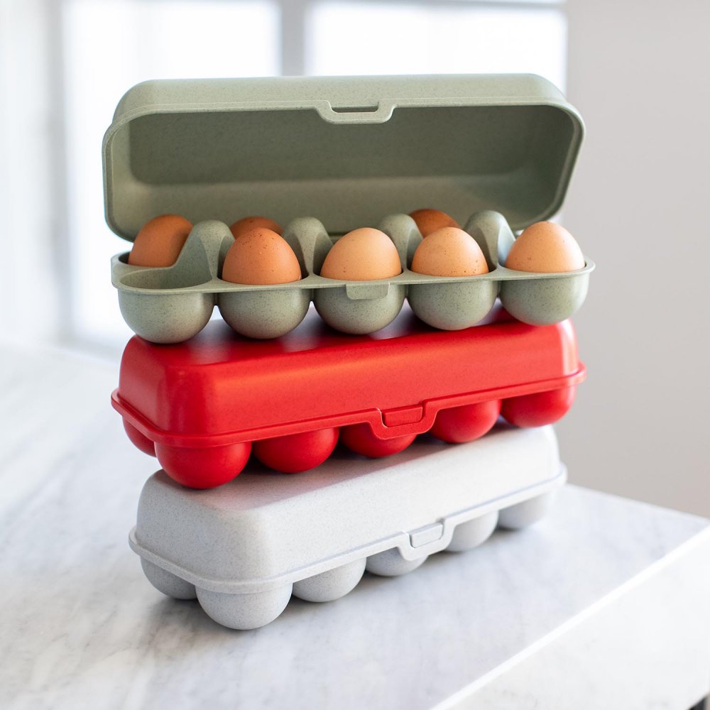 Äggbehållare EGGS TO GO 28 cm, för 10 ägg, vit bomull, Koziol