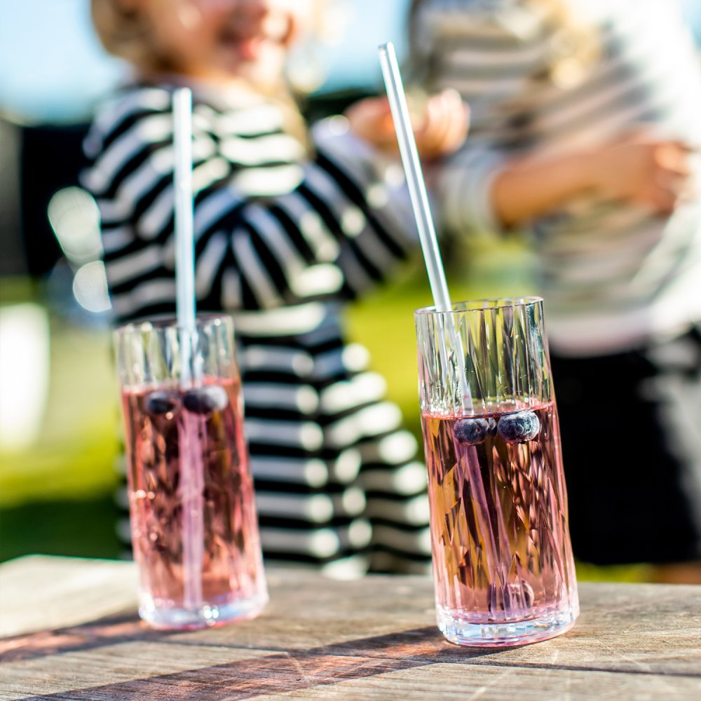 Sugrör CHEERS, set i 8 delar, med borste, kristallklar, Koziol