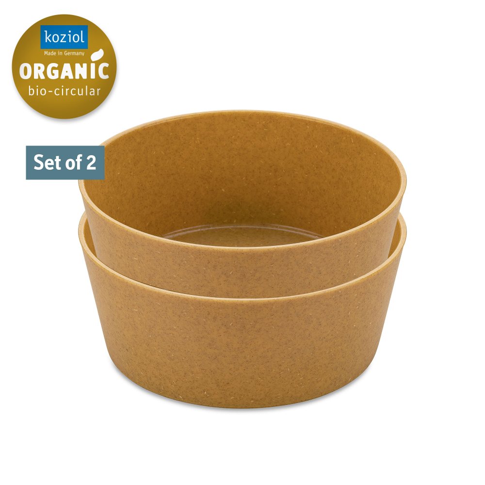 Plastskål CONNECT, set i 2 delar, 400 ml, naturlig träfärg, Koziol