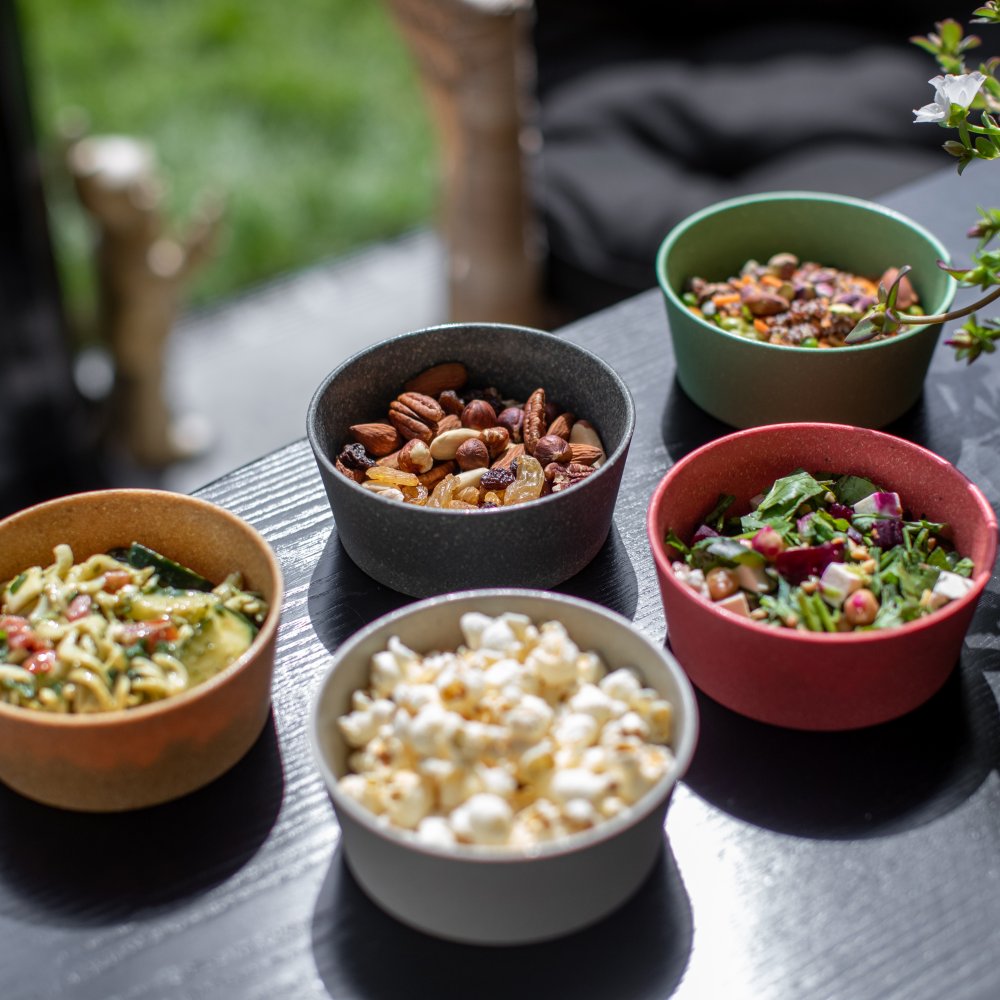 Plastskål CONNECT, set i 2 delar, 400 ml, naturlig ökensand, Koziol