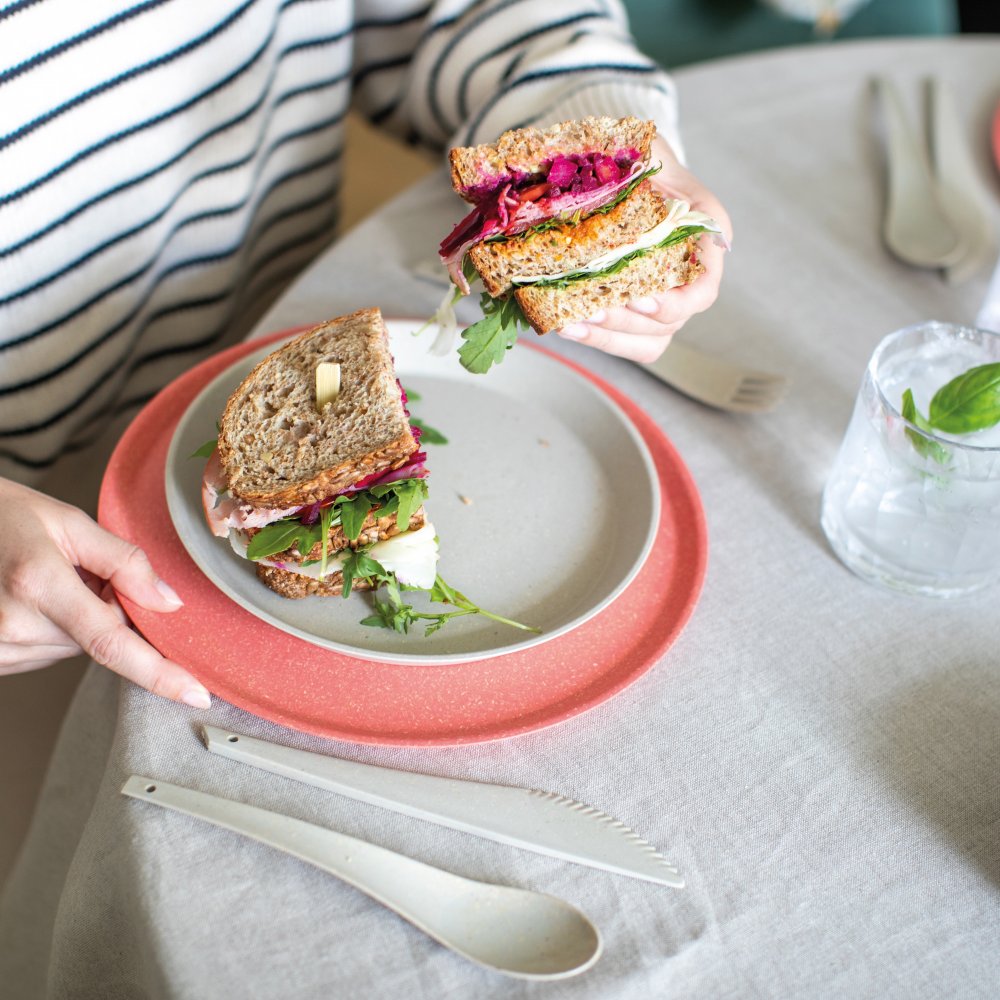 Plastbricka CONNECT, set i 4 delar, 20,5 cm, korall, Koziol