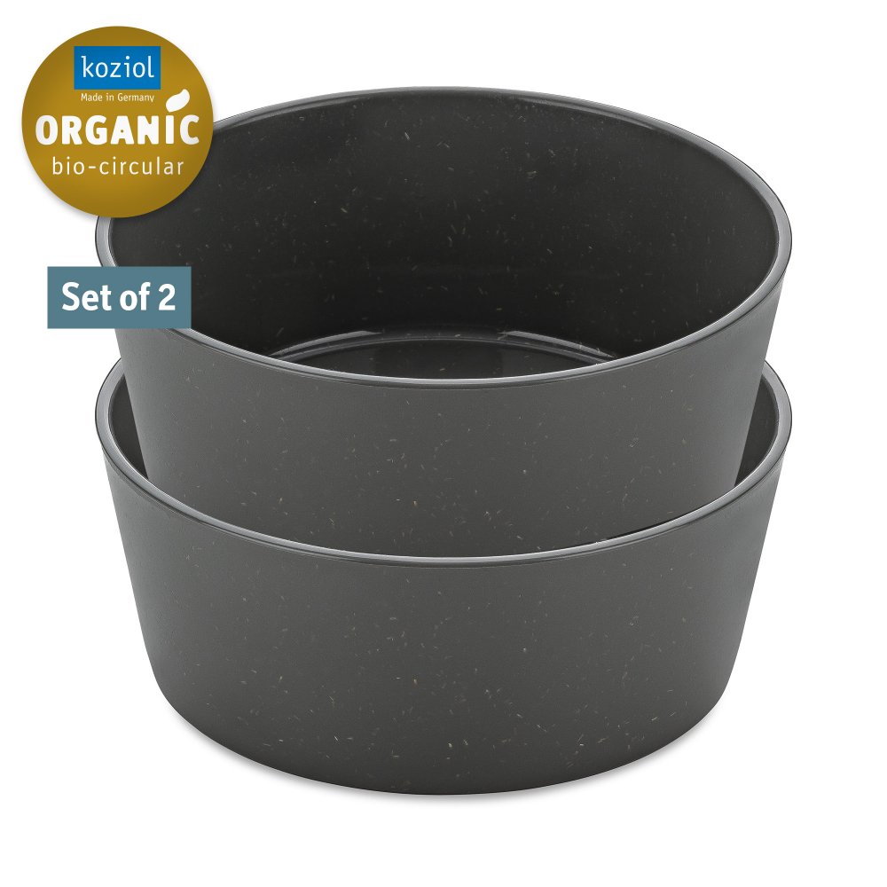 Plastskål CONNECT, set i 2 delar, 890 ml, naturlig askgrön, Koziol