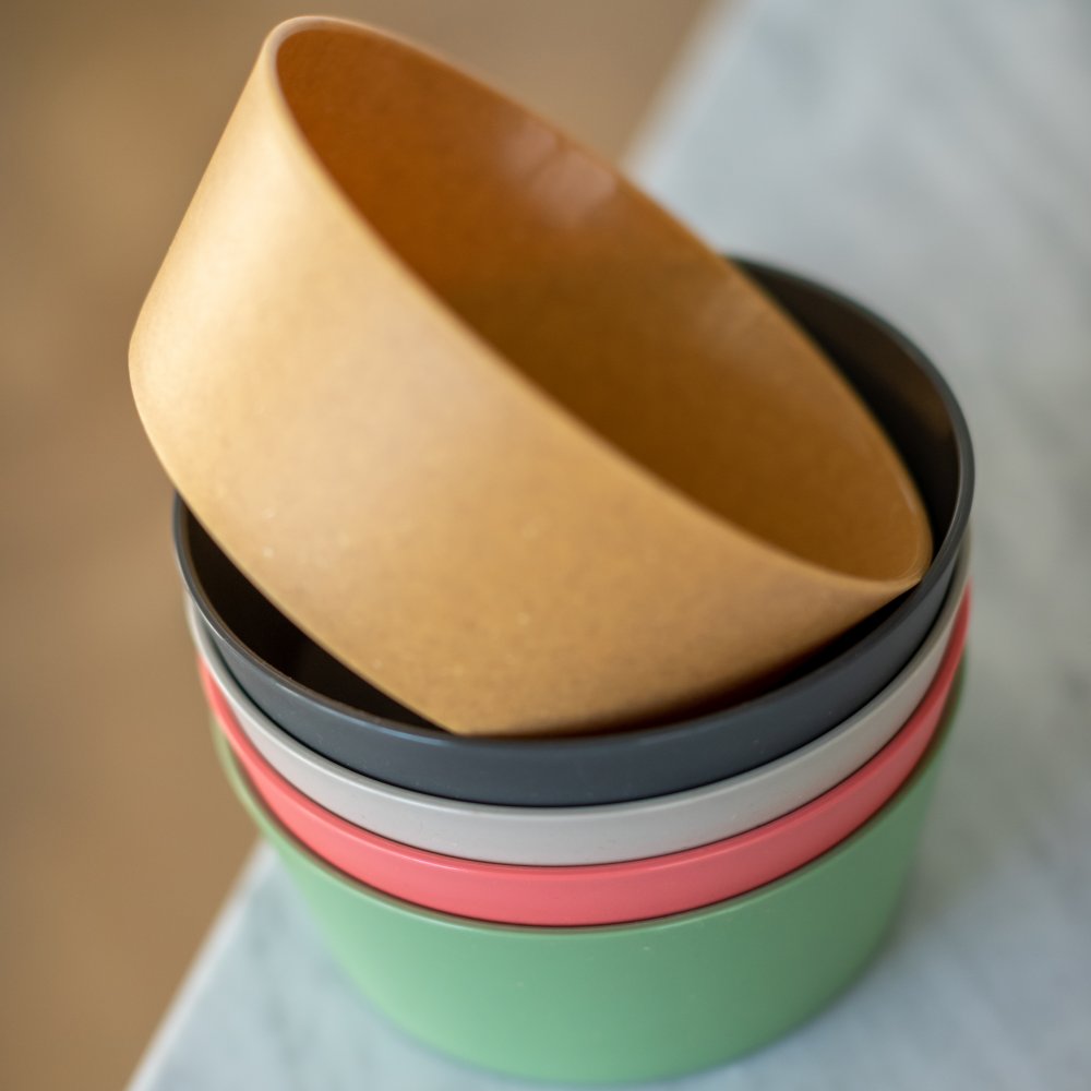 Plastskål CONNECT, set i 2 delar, 890 ml, naturligt trä, Koziol