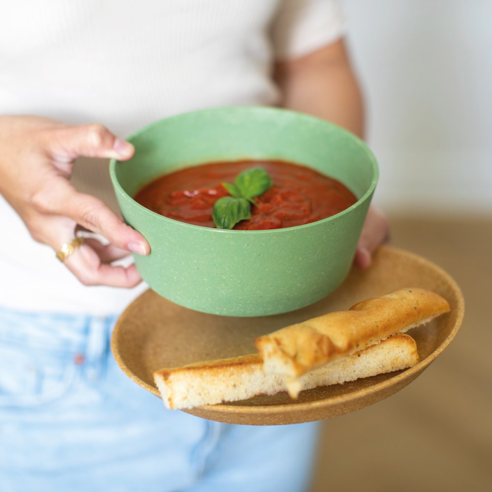 Plastskål CONNECT, set i 2 delar, 890 ml, korall, Koziol