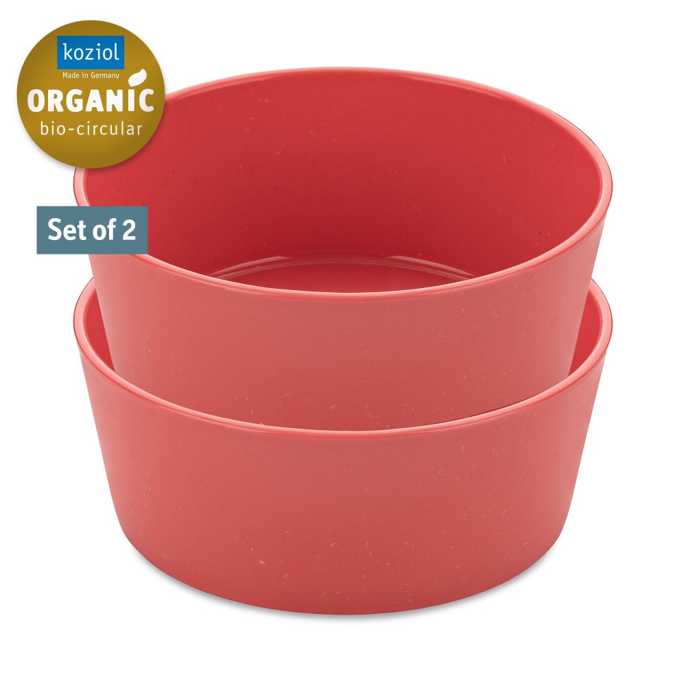 Plastskål CONNECT, set i 2 delar, 890 ml, korall, Koziol