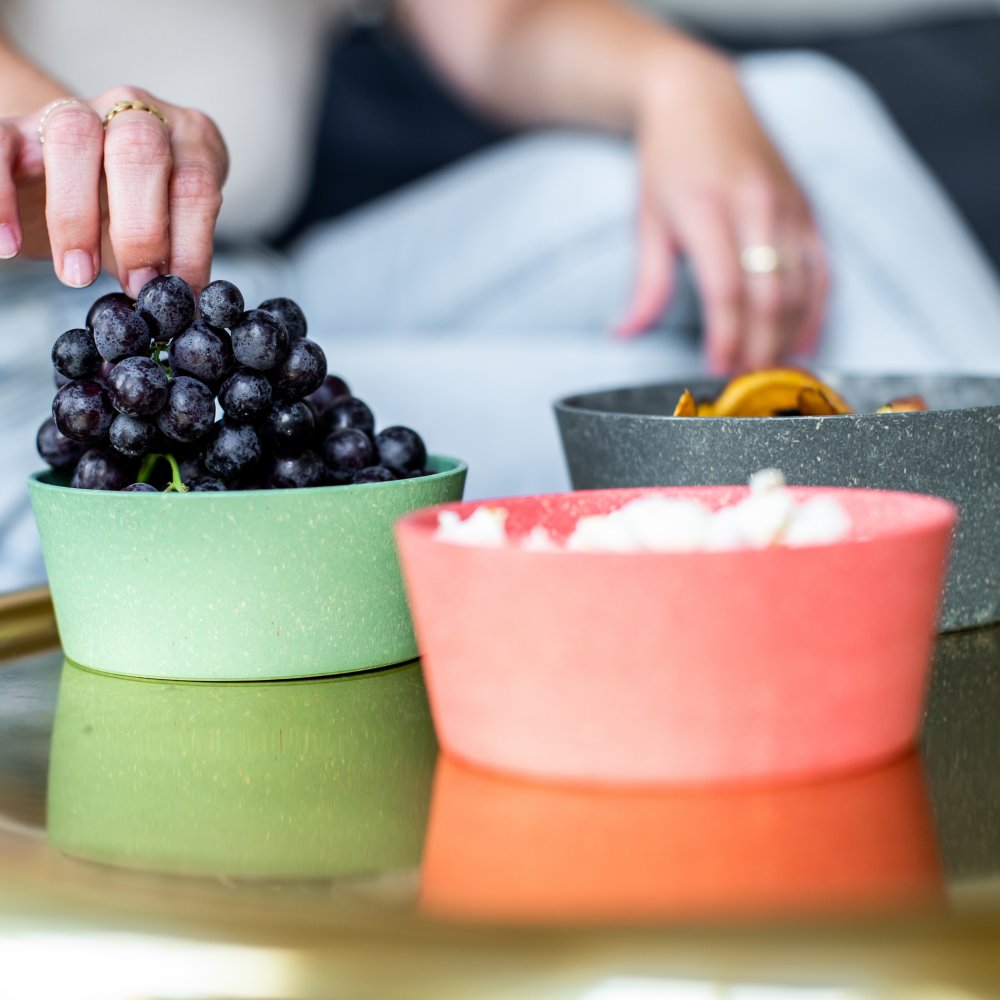 Plastskål CONNECT, set i 2 delar, 890 ml, naturlig bladgrön, Koziol