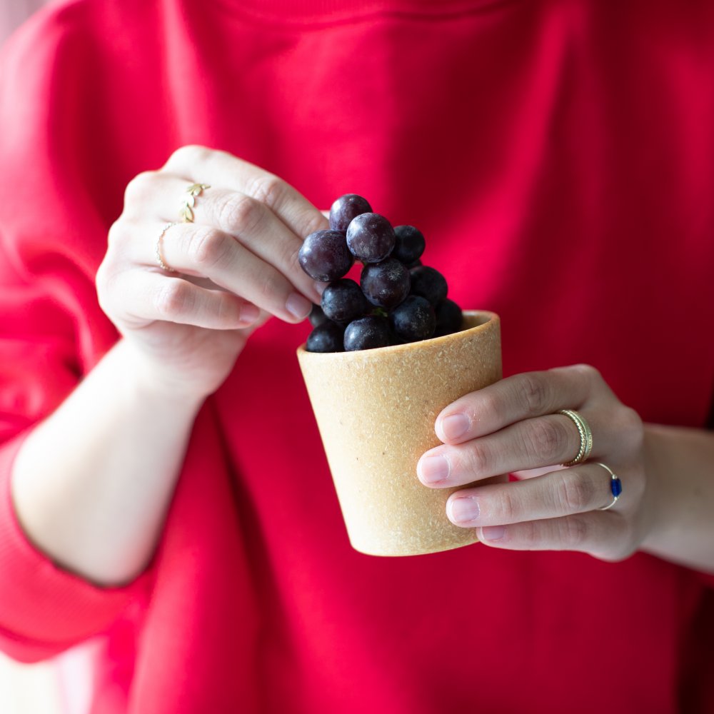 Plastmugg CONNECT, set i 4 delar, 190 ml, naturlig ökensand, Koziol