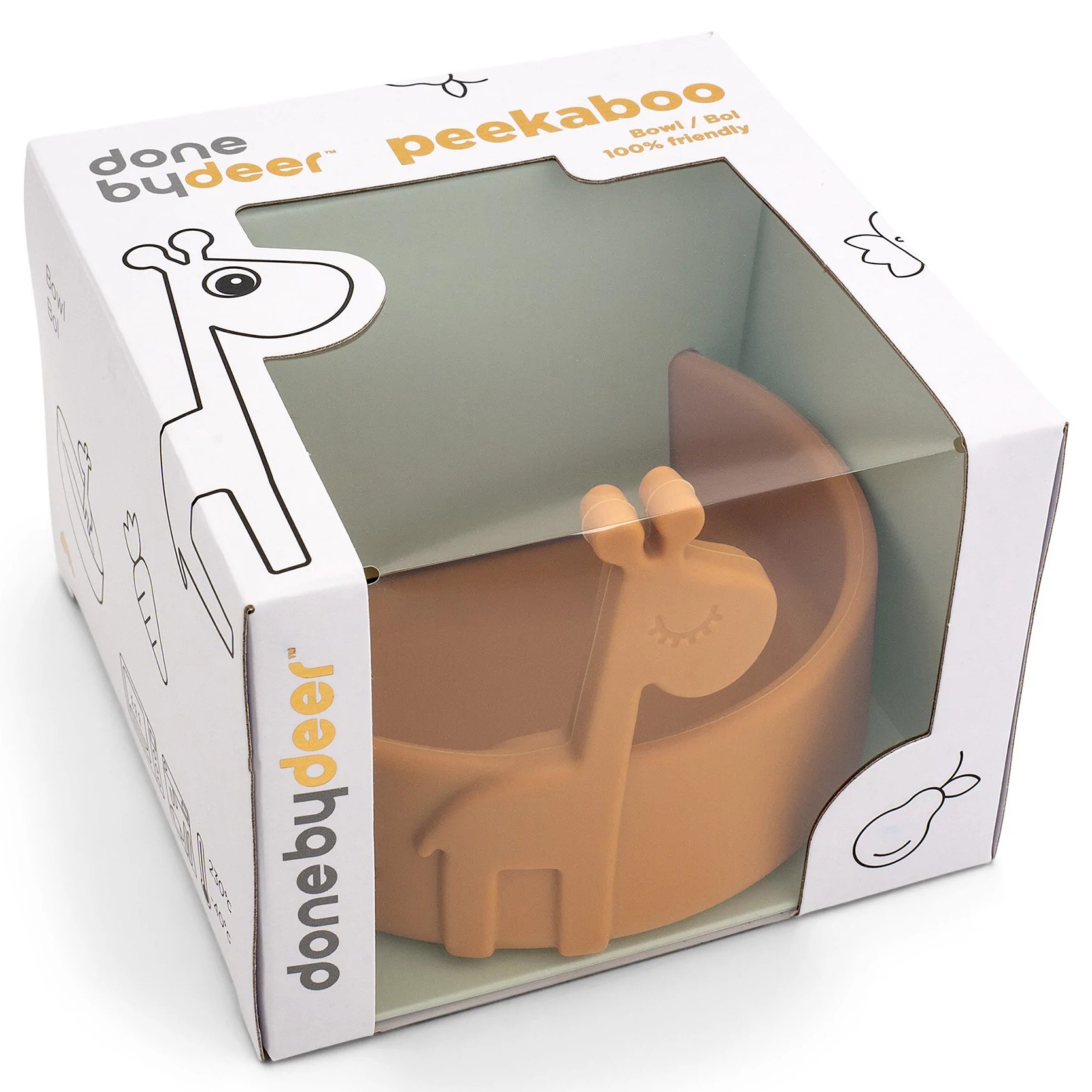 Barnmugg PEEKABOO RAFFI, 275 ml, orange, silikon, Done by Deer