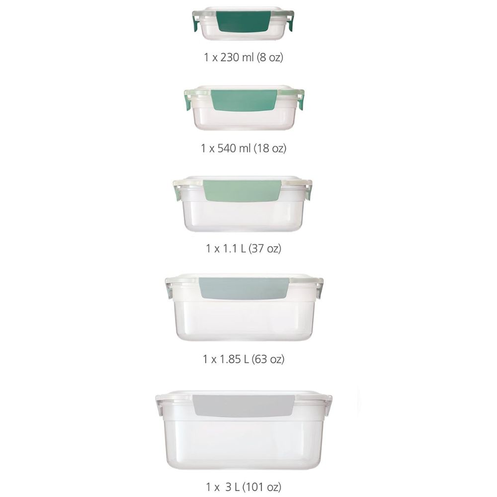 Köksförvaringsburk NEST 81127, set i 5 delar, grön, plast, Joseph Joseph