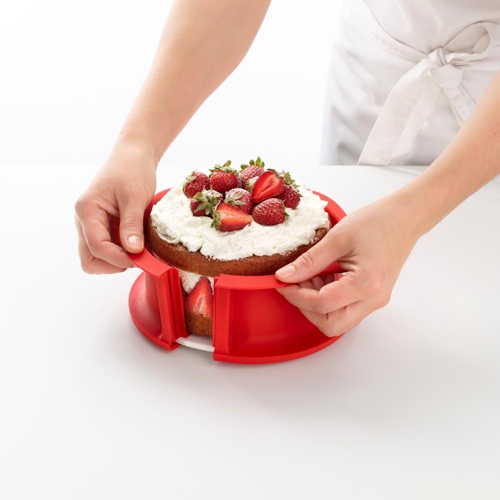 Rund kakform 15 cm, röd, silikon, Lékué