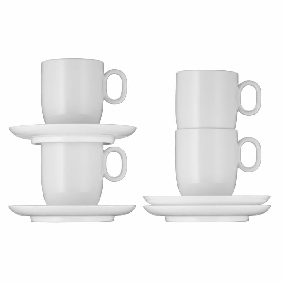 Kaffekopp med fat BARISTA, set i 2 delar, vit, WMF
