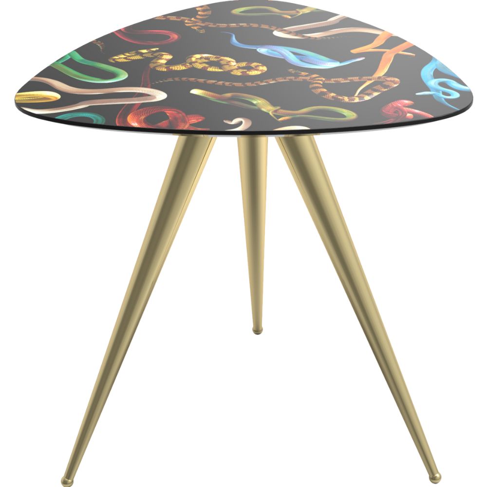 Sidobord TOILETPAPER SNAKES 57 x 48 cm, svart, Seletti