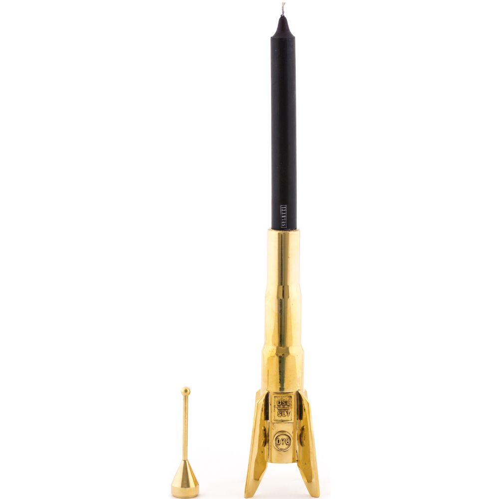Middagsljusstake COSMIC DINER LUNAR 24 cm, mässing, Seletti