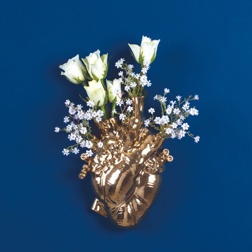 Vas LOVE IN BLOOM 25 cm, guld, Seletti