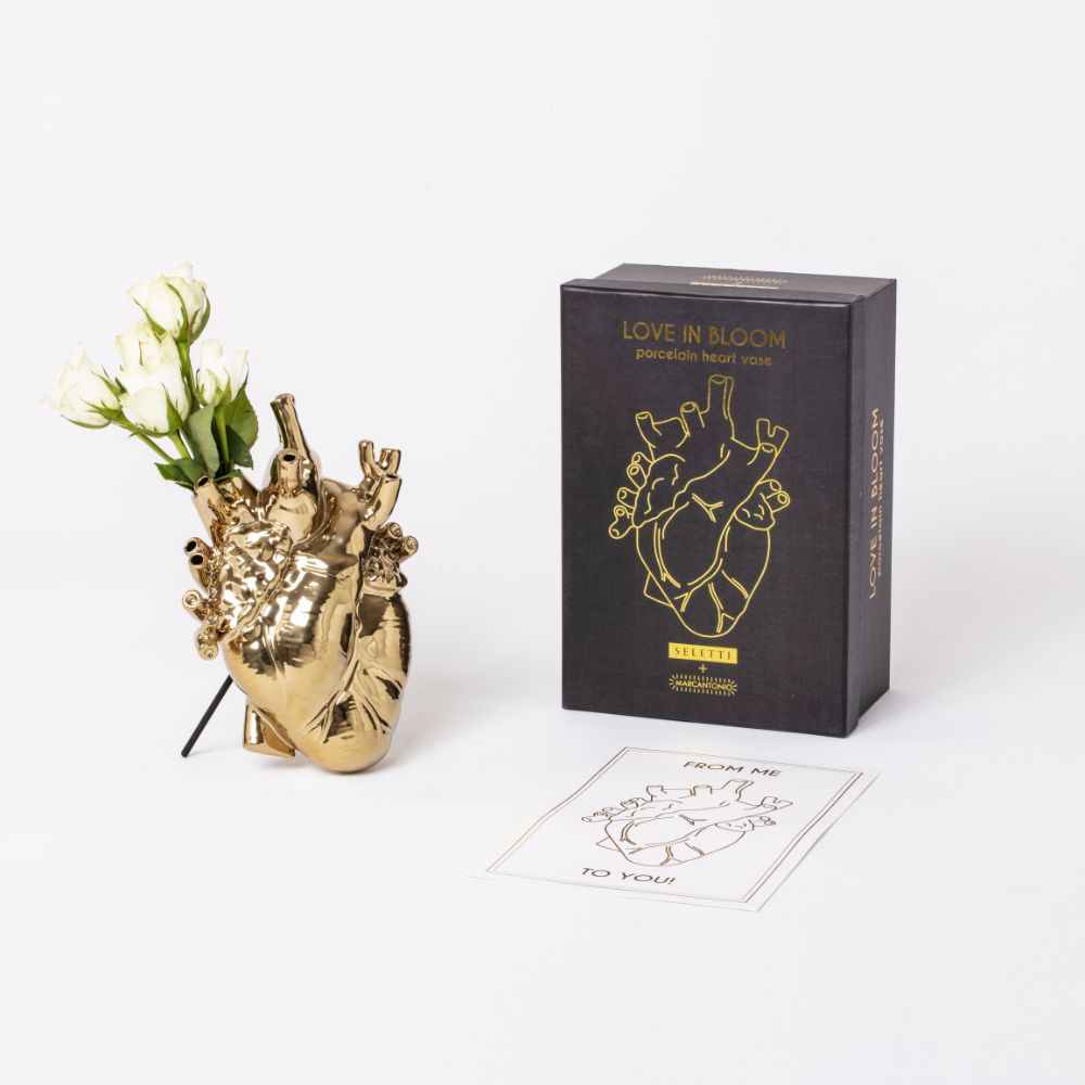 Vas LOVE IN BLOOM 25 cm, guld, Seletti