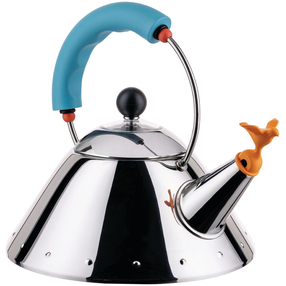 Vattenkokare för spishäll 9093 1 l, silver / blå / orange, Alessi