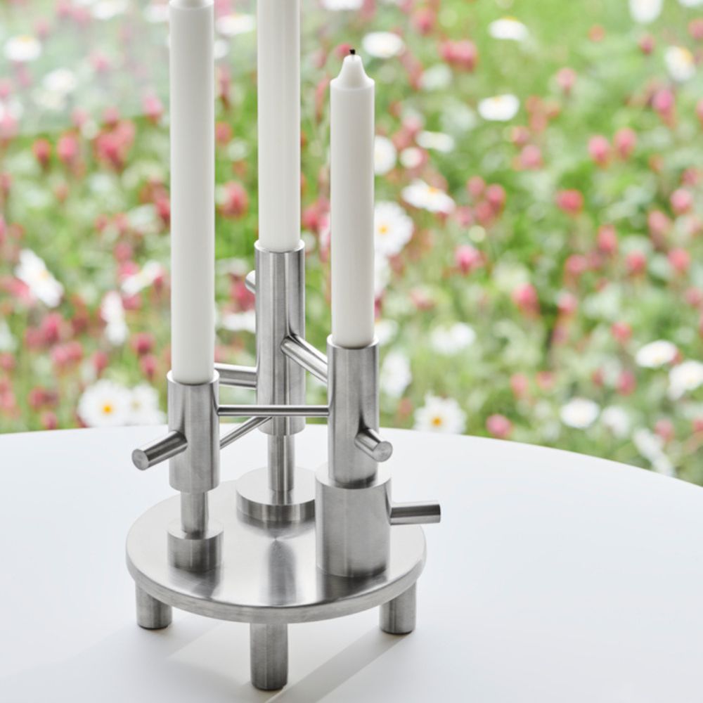 Middagsljusstake 20 cm, silver, rostfritt stål, Fritz Hansen