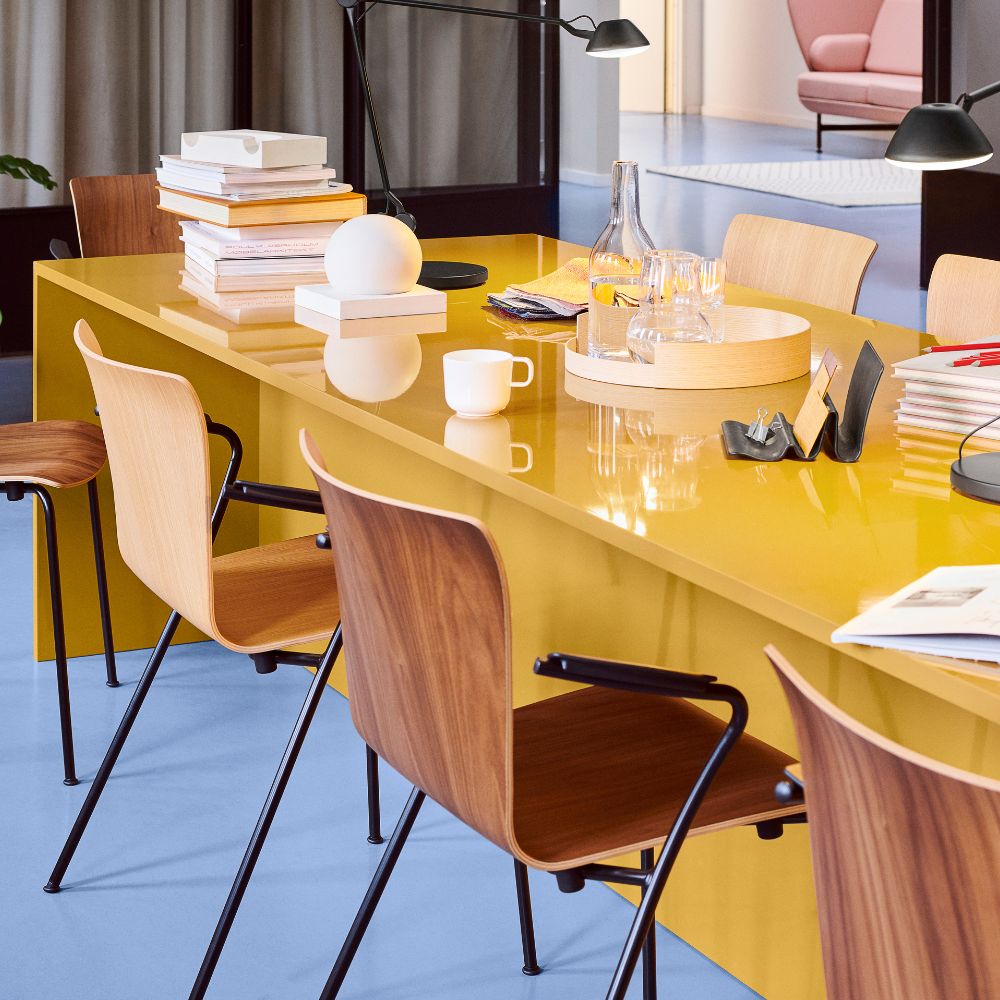 Skrivbordsförvaring WAVE 18 cm, svart, metall/läder, Fritz Hansen